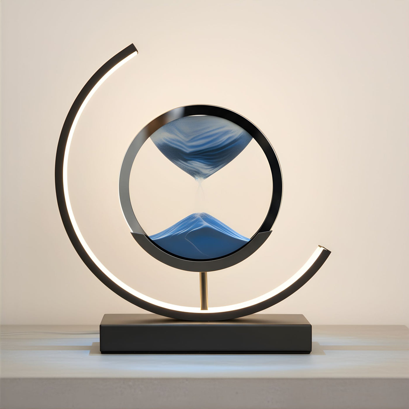 Zaevia Sand Art Arc Table Lamp Dimmable Integrated LED Modern Kinetic Desk Light