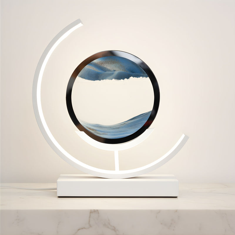 Zaevia Sand Art Arc Table Lamp Dimmable Integrated LED Modern Kinetic Desk Light - Table lamp | Zaevia