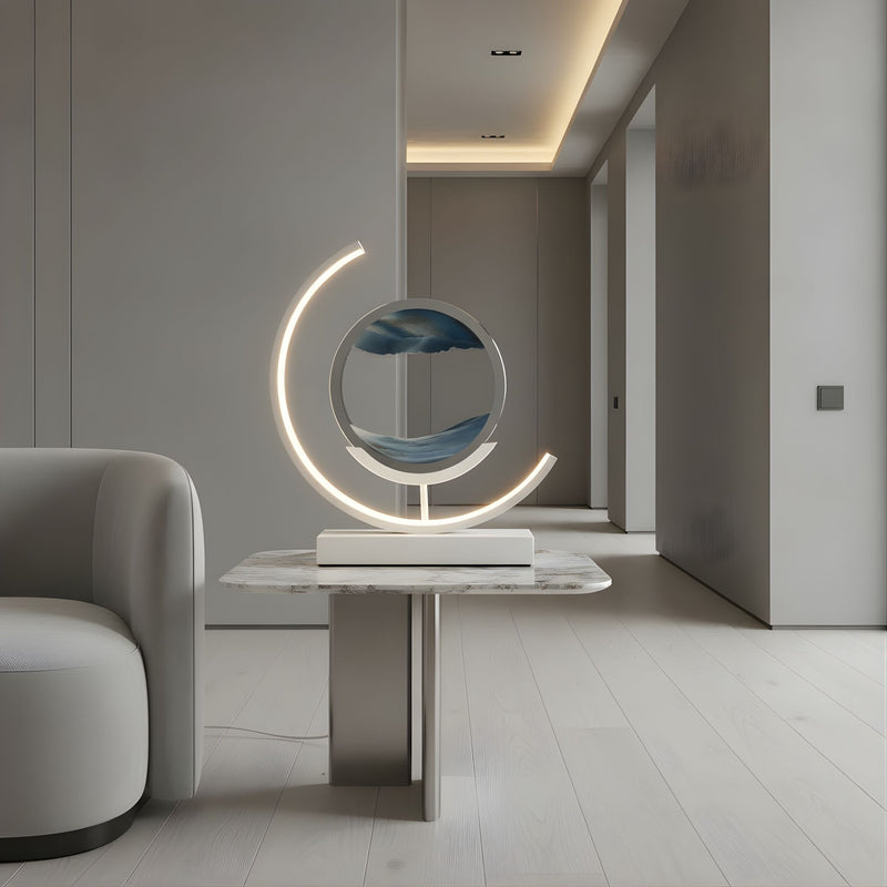 Zaevia Sand Art Arc Table Lamp Dimmable Integrated LED Modern Kinetic Desk Light - Table lamp | Zaevia