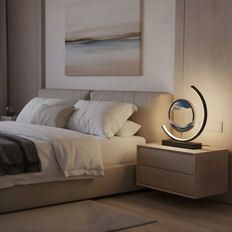 Zaevia Sand Art Arc Table Lamp Dimmable Integrated LED Modern Kinetic Desk Light - Table lamp | Zaevia
