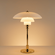 Zaevia Seraphina Tiered Glass Table Lamp – Mid - Century Danish Inspired Accent Light - | Zaevia