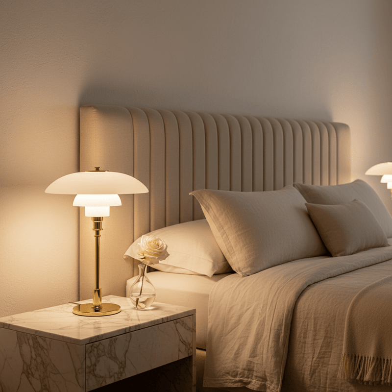 Zaevia Seraphina Tiered Glass Table Lamp – Mid - Century Danish Inspired Accent Light - | Zaevia