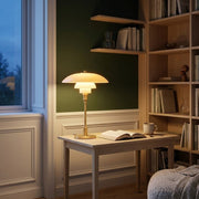 Zaevia Seraphina Tiered Glass Table Lamp – Mid - Century Danish Inspired Accent Light - | Zaevia