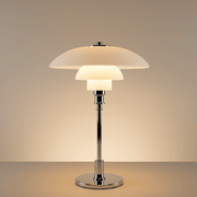 Zaevia Seraphina Tiered Glass Table Lamp – Mid - Century Danish Inspired Accent Light - | Zaevia