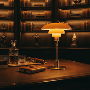 Zaevia Seraphina Tiered Glass Table Lamp – Mid - Century Danish Inspired Accent Light - | Zaevia
