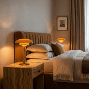 Zaevia Seraphina Tiered Glass Table Lamp – Mid - Century Danish Inspired Accent Light - | Zaevia