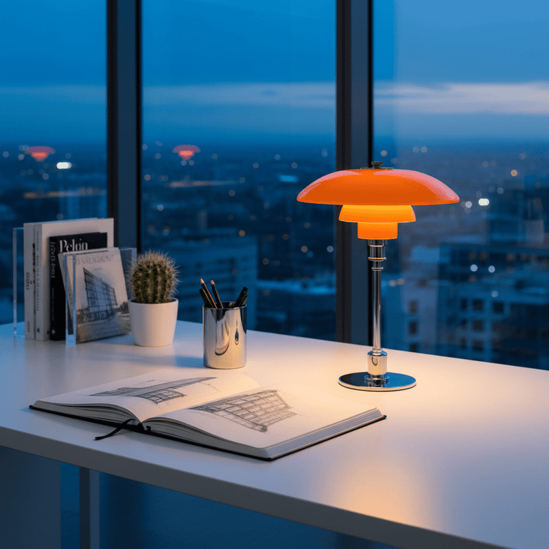 Zaevia Seraphina Tiered Glass Table Lamp – Mid - Century Danish Inspired Accent Light - | Zaevia