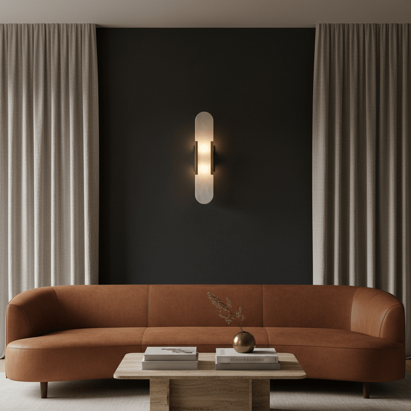 Zaevia Serenova Alabaster Capsule Wall Sconce | Modern Luxury Slim Geometric Light - Wall Light | Zaevia