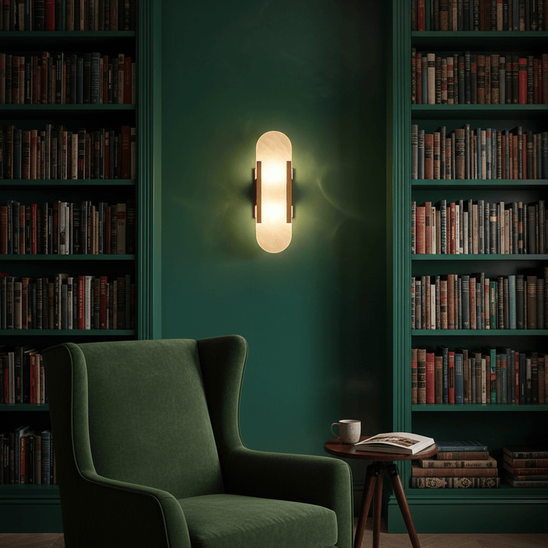 Zaevia Serenova Alabaster Capsule Wall Sconce | Modern Luxury Slim Geometric Light - Wall Light | Zaevia