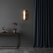 Zaevia Serenova Alabaster Capsule Wall Sconce | Modern Luxury Slim Geometric Light - Wall Light | Zaevia