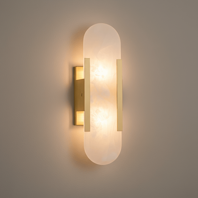 Zaevia Serenova Alabaster Capsule Wall Sconce | Modern Luxury Slim Geometric Light - Wall Light | Zaevia