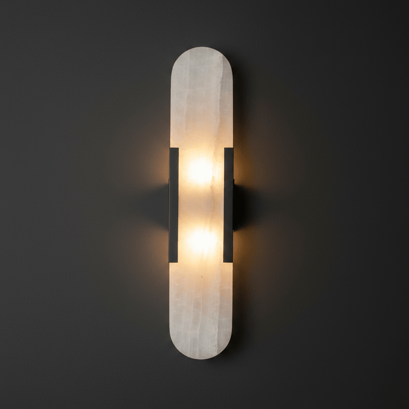 Zaevia Serenova Alabaster Capsule Wall Sconce | Modern Luxury Slim Geometric Light - Wall Light | Zaevia