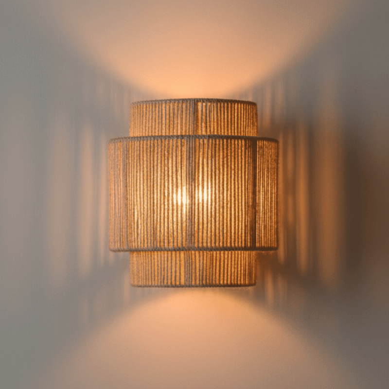 Zaevia Silas Woven Rattan Wall Sconce - Wall Light | Zaevia