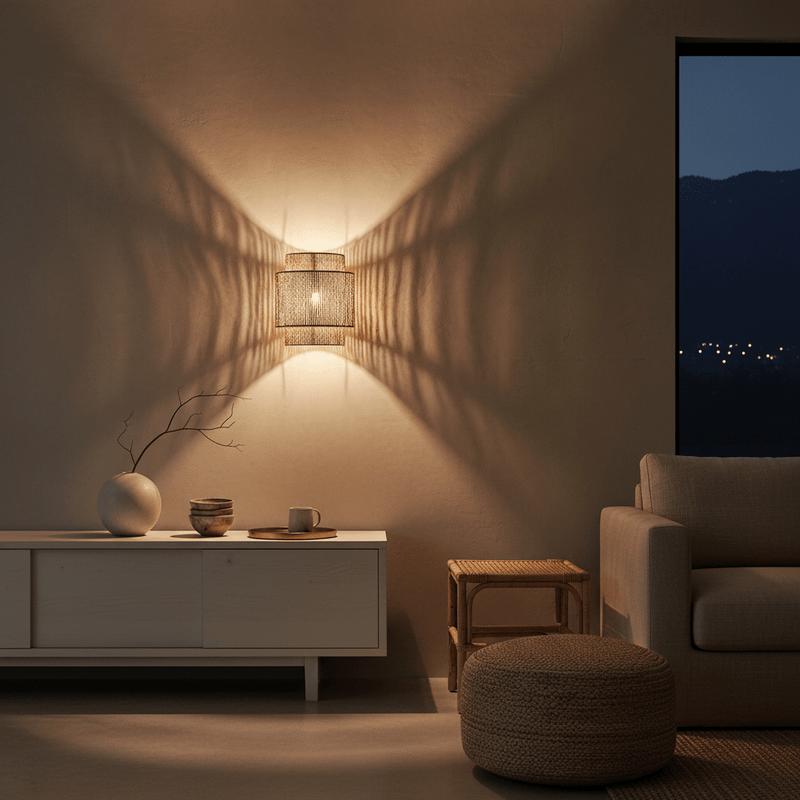 Zaevia Silas Woven Rattan Wall Sconce - Wall Light | Zaevia