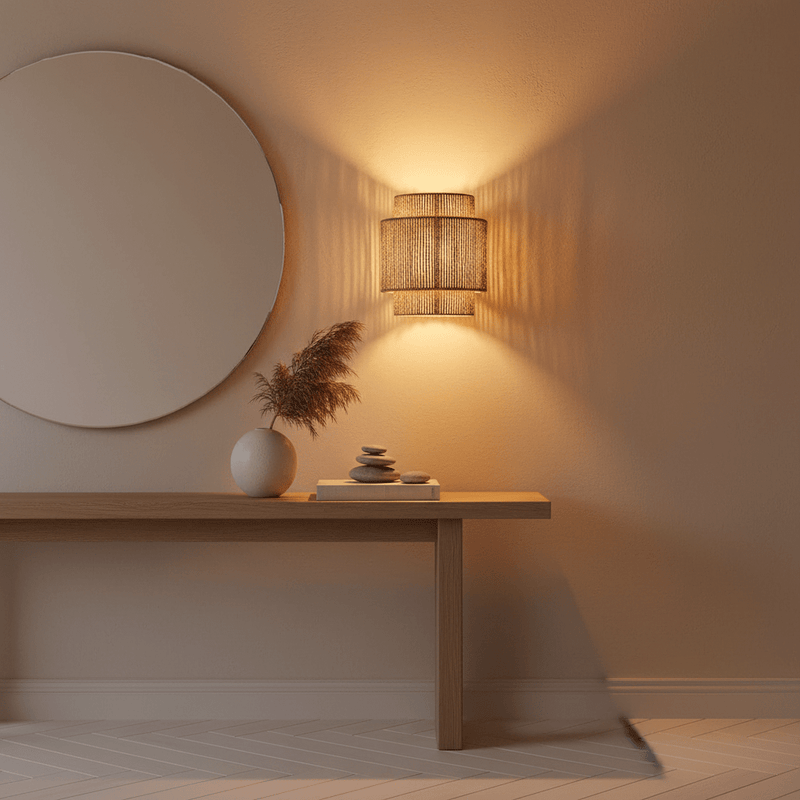 Zaevia Silas Woven Rattan Wall Sconce - Wall Light | Zaevia