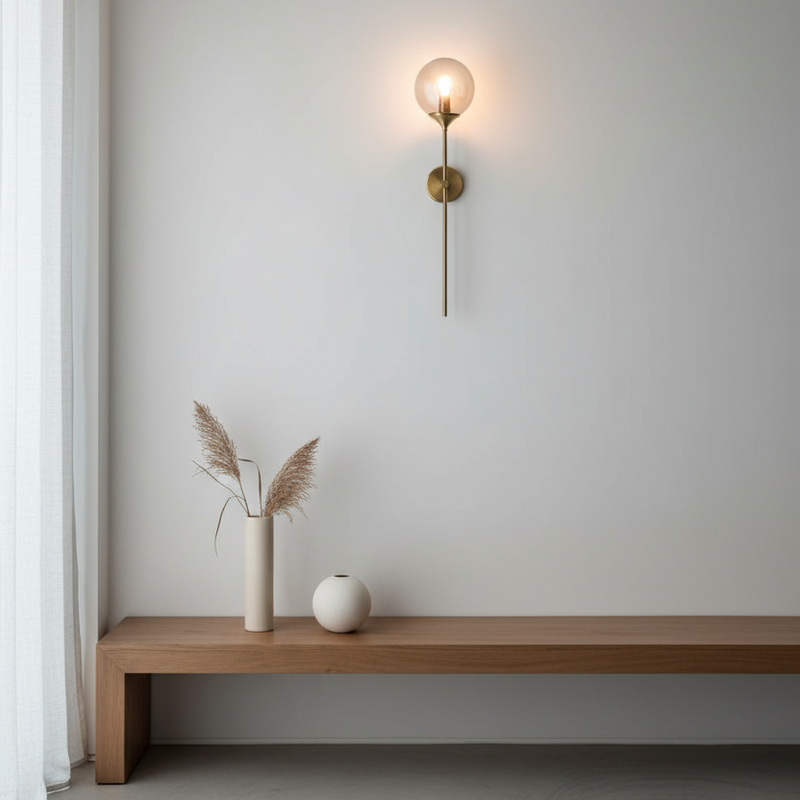 Single Globe Vertical Wall Light Fixture