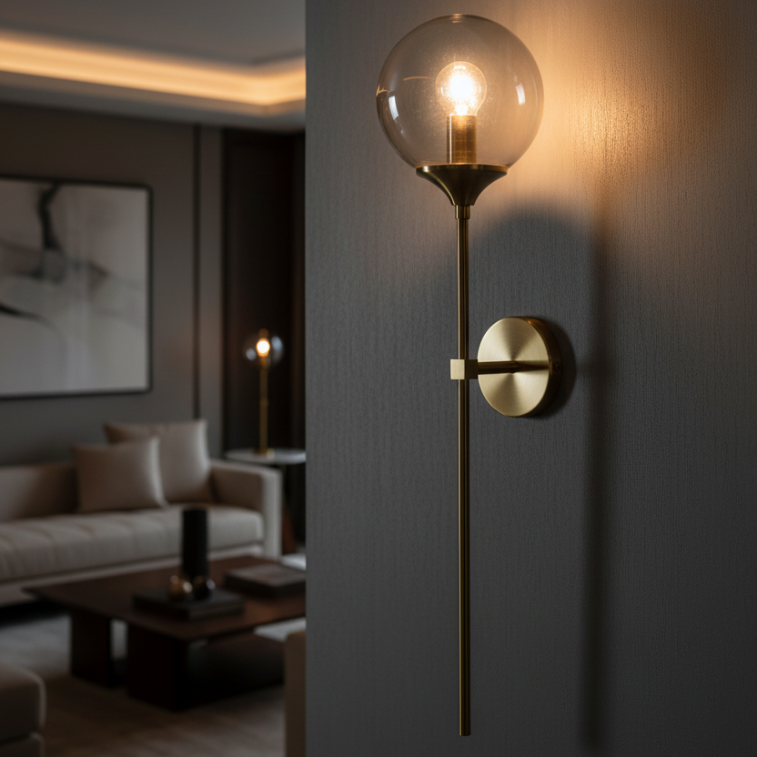 Single Globe Vertical Wall Light