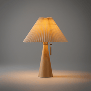 Zaevia Sone Pleated Shade Table Lamp: Scandi Solid Wood Bedside Light - Table Lamp | Zaevia