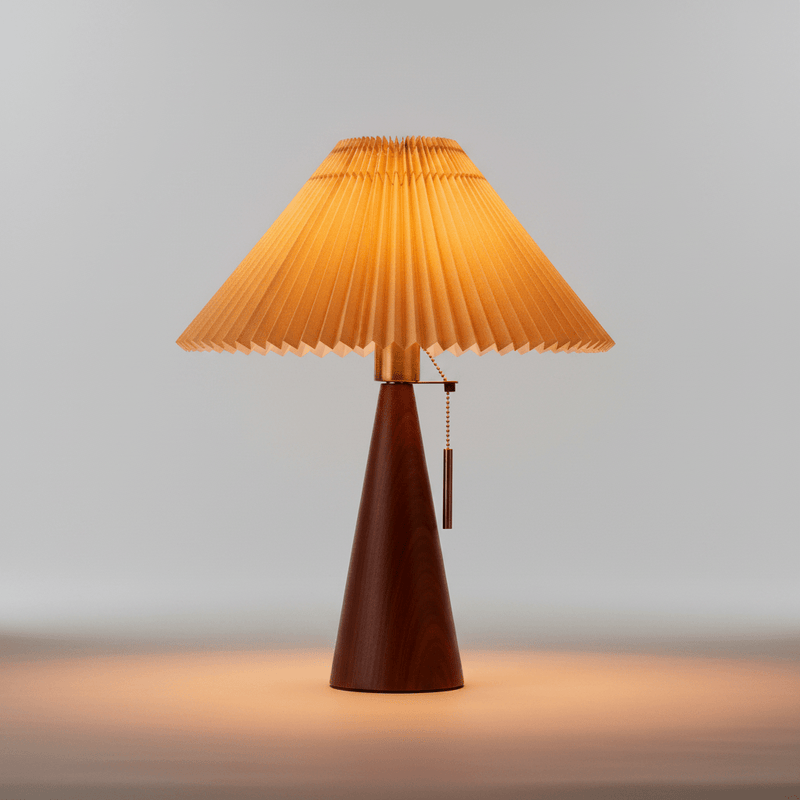 Zaevia Sone Pleated Shade Table Lamp: Scandi Solid Wood Bedside Light - Table Lamp | Zaevia