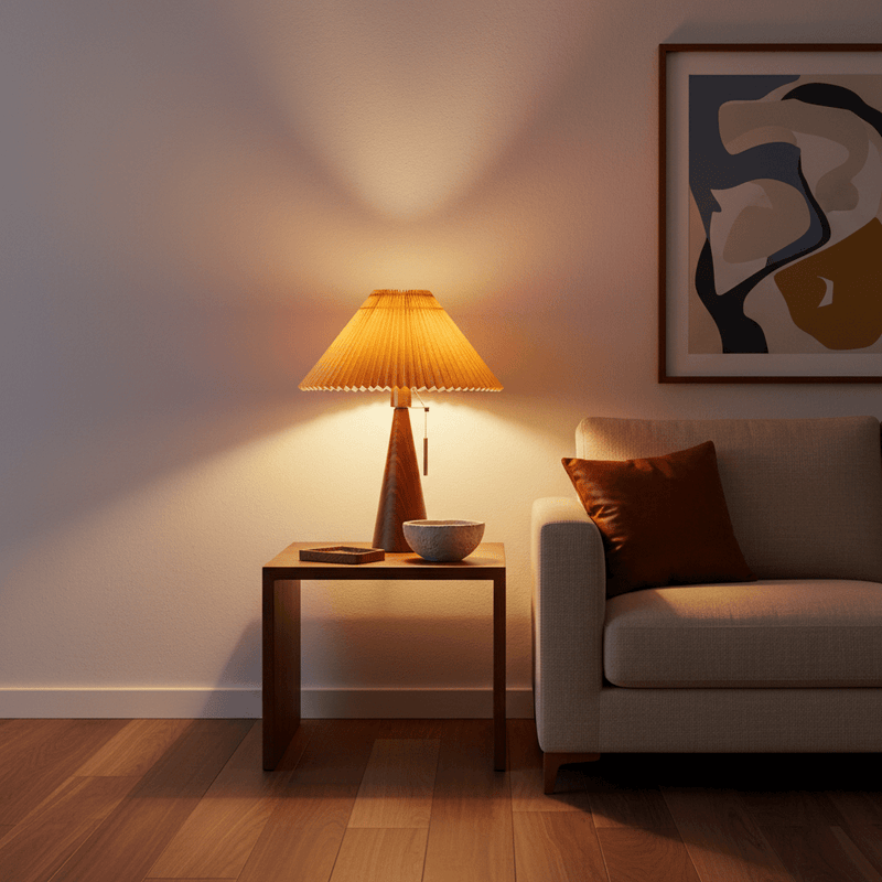Zaevia Sone Pleated Shade Table Lamp: Scandi Solid Wood Bedside Light - Table Lamp | Zaevia
