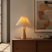 Zaevia Sone Pleated Shade Table Lamp: Scandi Solid Wood Bedside Light - Table Lamp | Zaevia