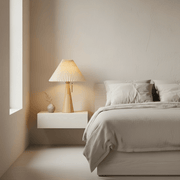 Zaevia Sone Pleated Shade Table Lamp: Scandi Solid Wood Bedside Light - Table Lamp | Zaevia