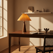 Zaevia Sone Pleated Shade Table Lamp: Scandi Solid Wood Bedside Light - Table Lamp | Zaevia