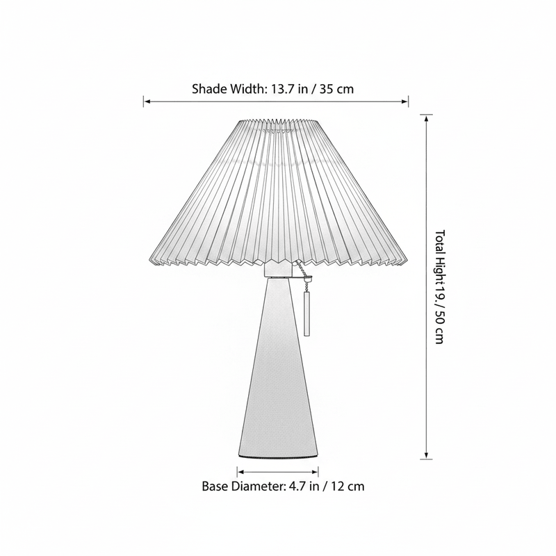 Zaevia Sone Pleated Shade Table Lamp: Scandi Solid Wood Bedside Light - Table Lamp | Zaevia