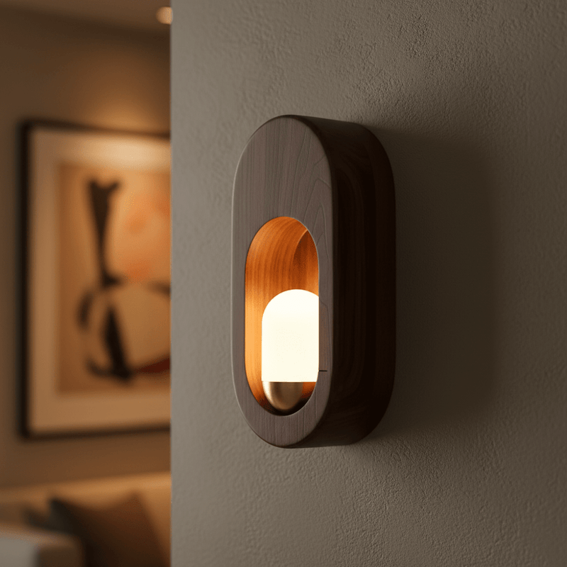 Zaevia Sora Minimalist Wood Oval Wall Sconce - Lighting > Wall Lights > Wall Sconces > Diffused Light Wall Sconces | Zaevia