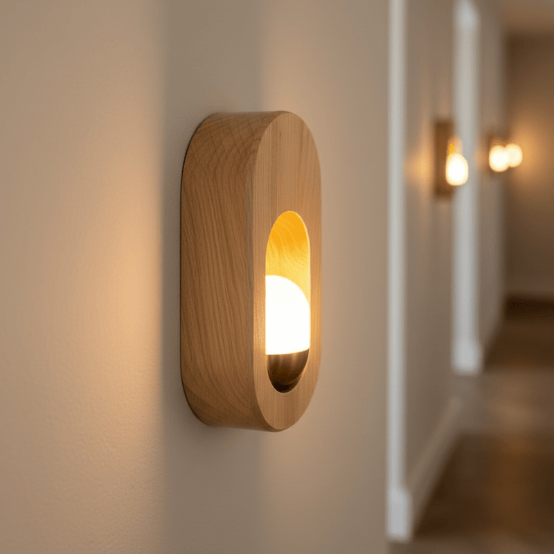 Zaevia Sora Minimalist Wood Oval Wall Sconce - Lighting > Wall Lights > Wall Sconces > Diffused Light Wall Sconces | Zaevia