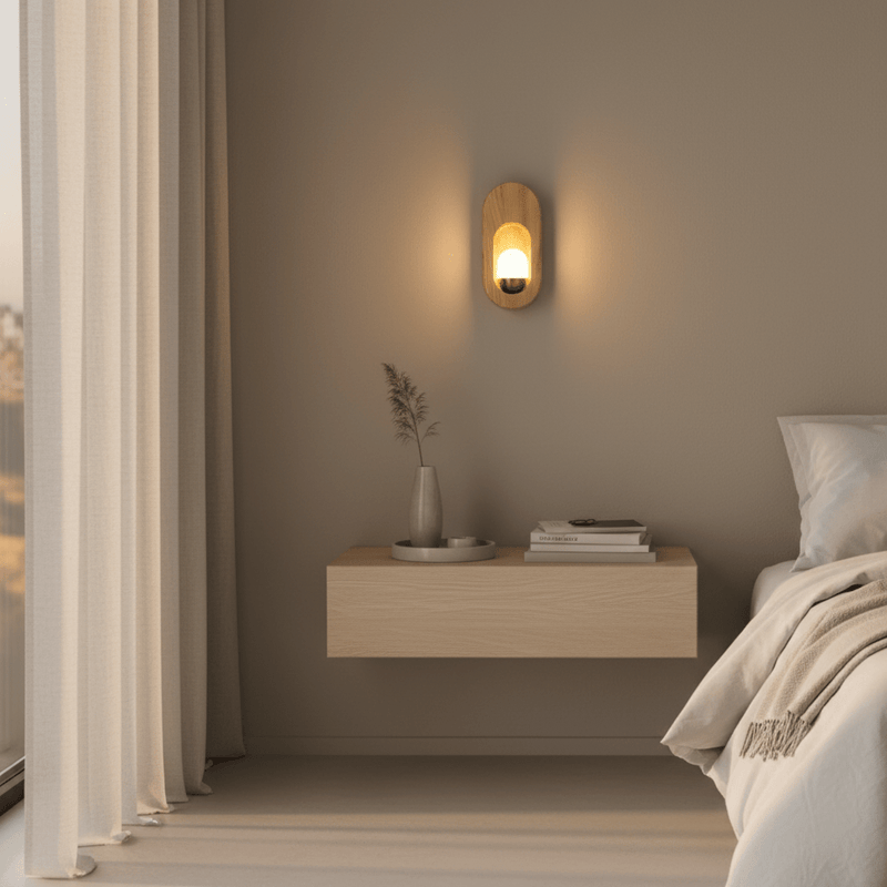 Zaevia Sora Minimalist Wood Oval Wall Sconce - Lighting > Wall Lights > Wall Sconces > Diffused Light Wall Sconces | Zaevia
