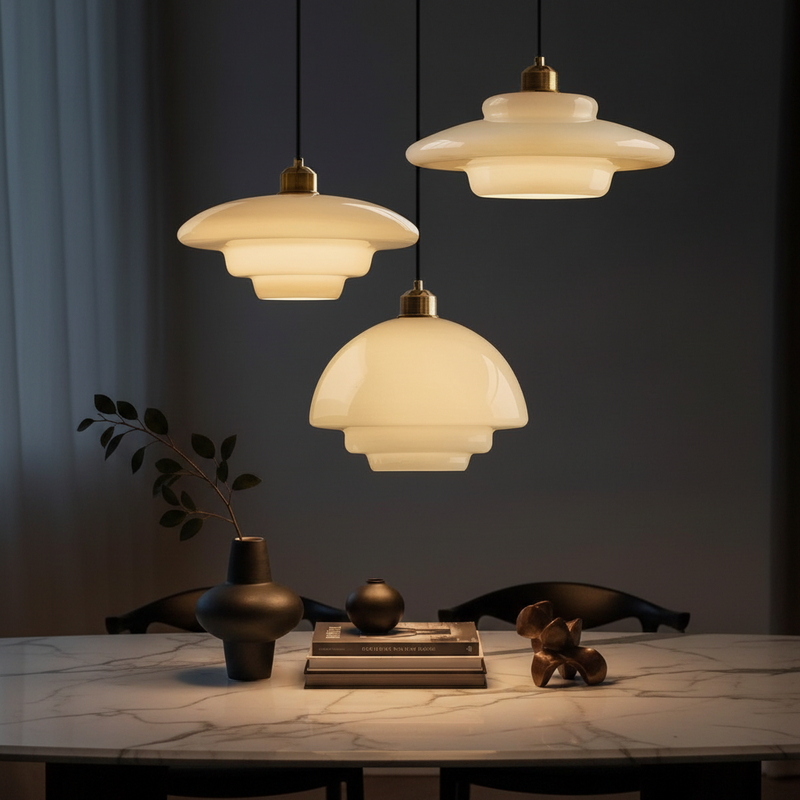 Soren Mid-Century Tiered Glass Pendant Light