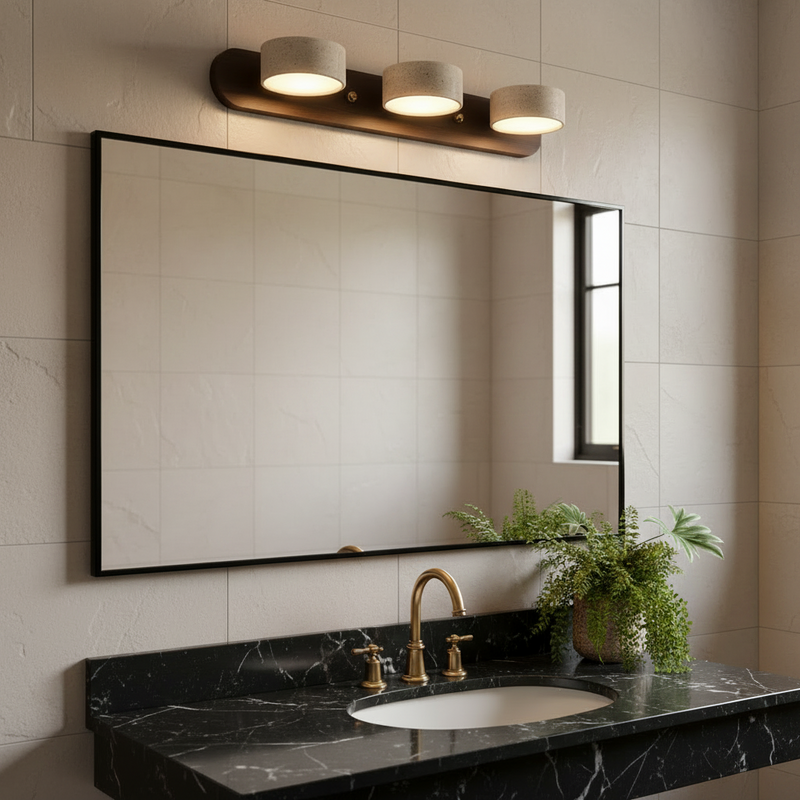 Terra Travertine & Wood Vanity Light