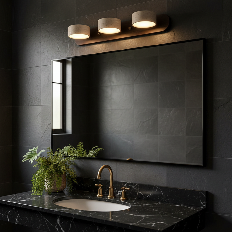 Terra Travertine & Wood Vanity Light