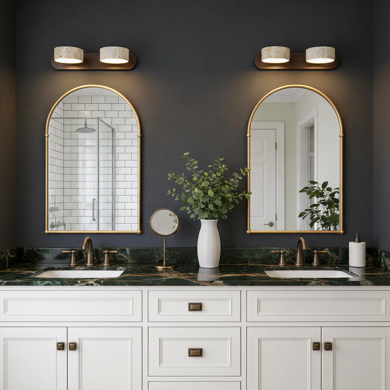 Terra Travertine & Wood Vanity Light