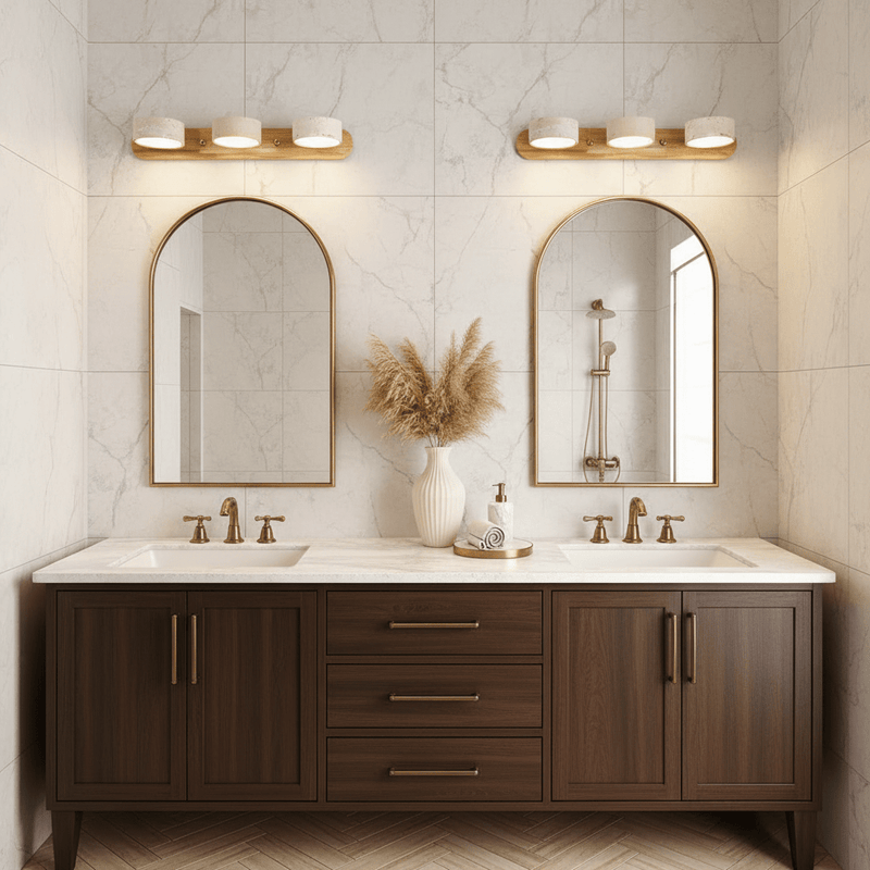 Terra Travertine & Wood Vanity Light - Lighting > Wall Lights > Bathroom Vanity Lights > Vanity Light Bar | Zaevia