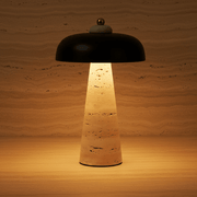 Zaevia Elara Travertine Table Lamp – Natural Stone Mushroom Light - | Zaevia