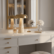 Zaevia Elara Travertine Table Lamp – Natural Stone Mushroom Light - | Zaevia