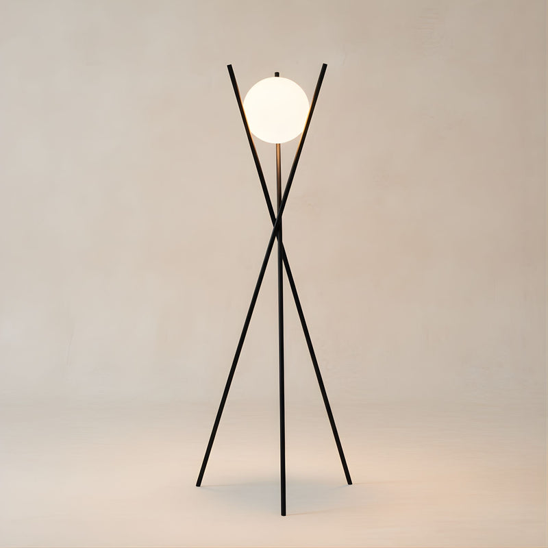 Zaevia Tripod Floor Lamp Frosted Globe Modern Accent Light - Floor lamp | Zaevia