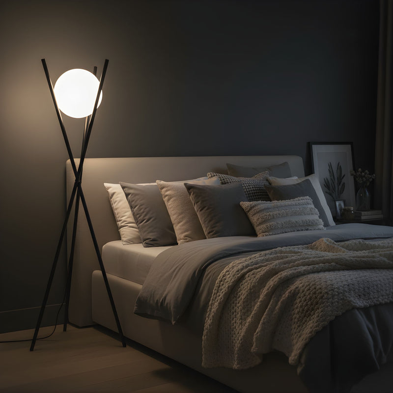 Zaevia Tripod Floor Lamp Frosted Globe Modern Accent Light - Floor lamp | Zaevia