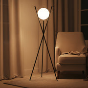 Zaevia Tripod Floor Lamp Frosted Globe Modern Accent Light - Floor lamp | Zaevia