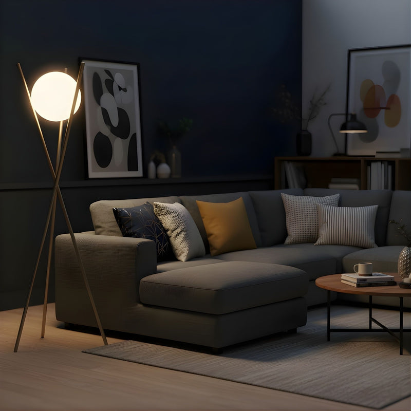 Zaevia Tripod Floor Lamp Frosted Globe Modern Accent Light - Floor lamp | Zaevia