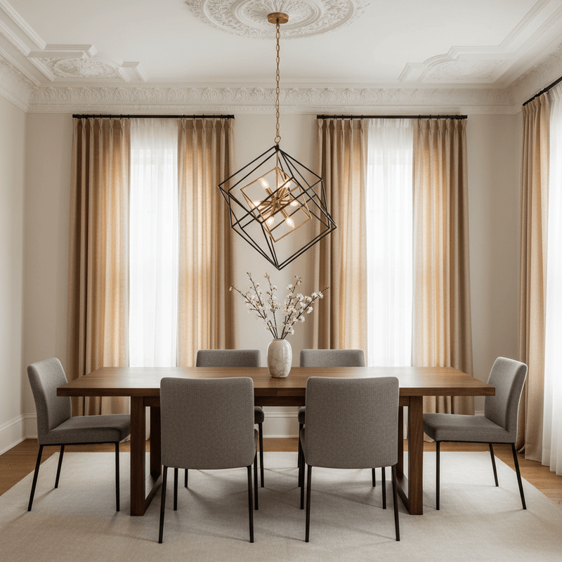 Zaevia Valo Geometric Square Lantern Pendant: Dual Tone Iron & Acrylic Light - Lighting > Ceiling Lights > Pendant Lighting > Medium & Large Pendants | Zaevia