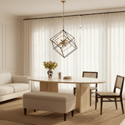 Zaevia Valo Geometric Square Lantern Pendant: Dual Tone Iron & Acrylic Light - Lighting > Ceiling Lights > Pendant Lighting > Medium & Large Pendants | Zaevia