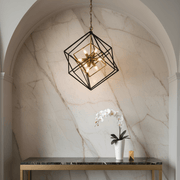 Zaevia Valo Geometric Square Lantern Pendant: Dual Tone Iron & Acrylic Light - Lighting > Ceiling Lights > Pendant Lighting > Medium & Large Pendants | Zaevia