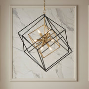 Zaevia Valo Geometric Square Lantern Pendant: Dual Tone Iron & Acrylic Light - Lighting > Ceiling Lights > Pendant Lighting > Medium & Large Pendants | Zaevia