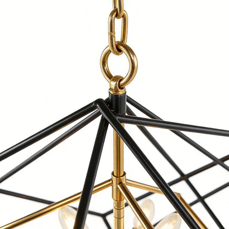Zaevia Valo Geometric Square Lantern Pendant: Dual Tone Iron & Acrylic Light - Lighting > Ceiling Lights > Pendant Lighting > Medium & Large Pendants | Zaevia