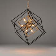 Zaevia Valo Geometric Square Lantern Pendant: Dual Tone Iron & Acrylic Light - Lighting > Ceiling Lights > Pendant Lighting > Medium & Large Pendants | Zaevia