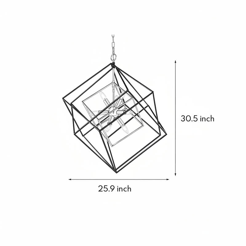 Zaevia Valo Geometric Square Lantern Pendant: Dual Tone Iron & Acrylic Light - Lighting > Ceiling Lights > Pendant Lighting > Medium & Large Pendants | Zaevia